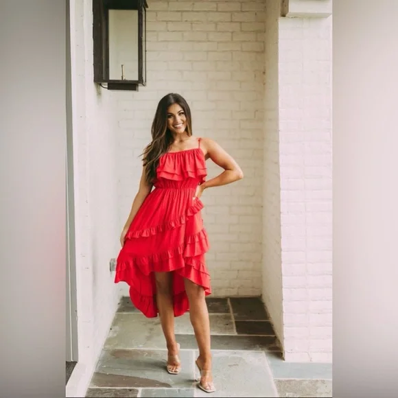 Strut & Bolt Dresses | These Three Boutique / Strut & Bolt Catalina Ruffle Dress Size Small | Color: Red | Size: S | Jennad2911'S Closet